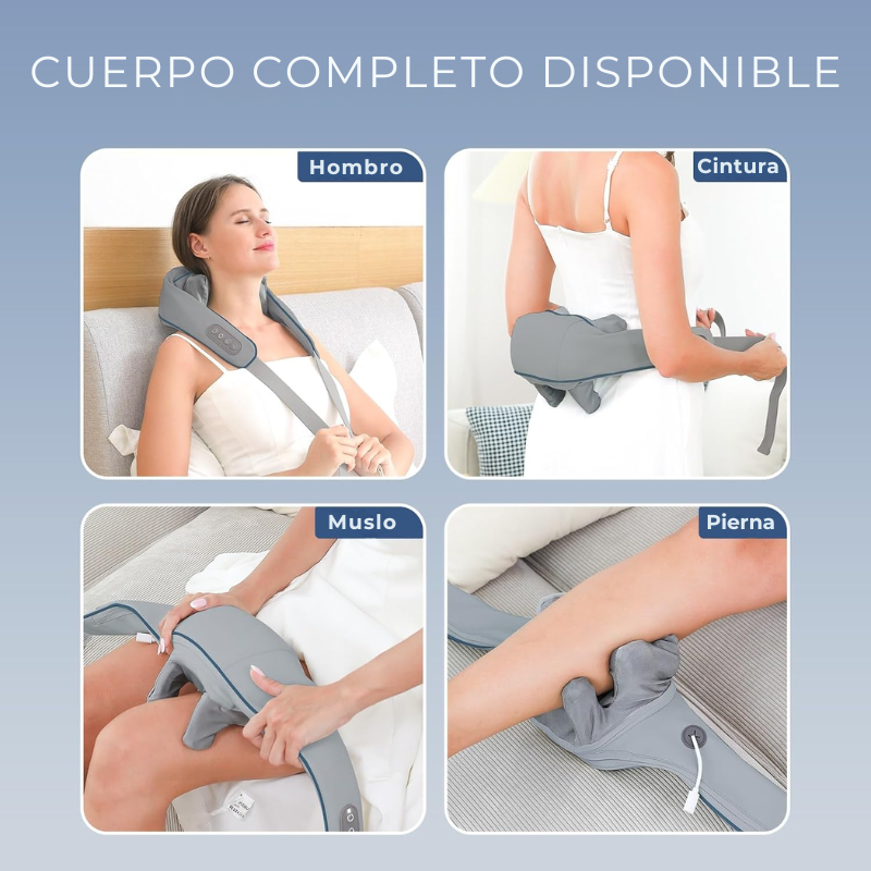 RelaxPro® Masajeador Multifuncional 4D de Cuello, Espalda y Hombros con Calor Infrarrojo – Manos Libres, Recargable y de Uso Corporal Total 🧘♂️🔥