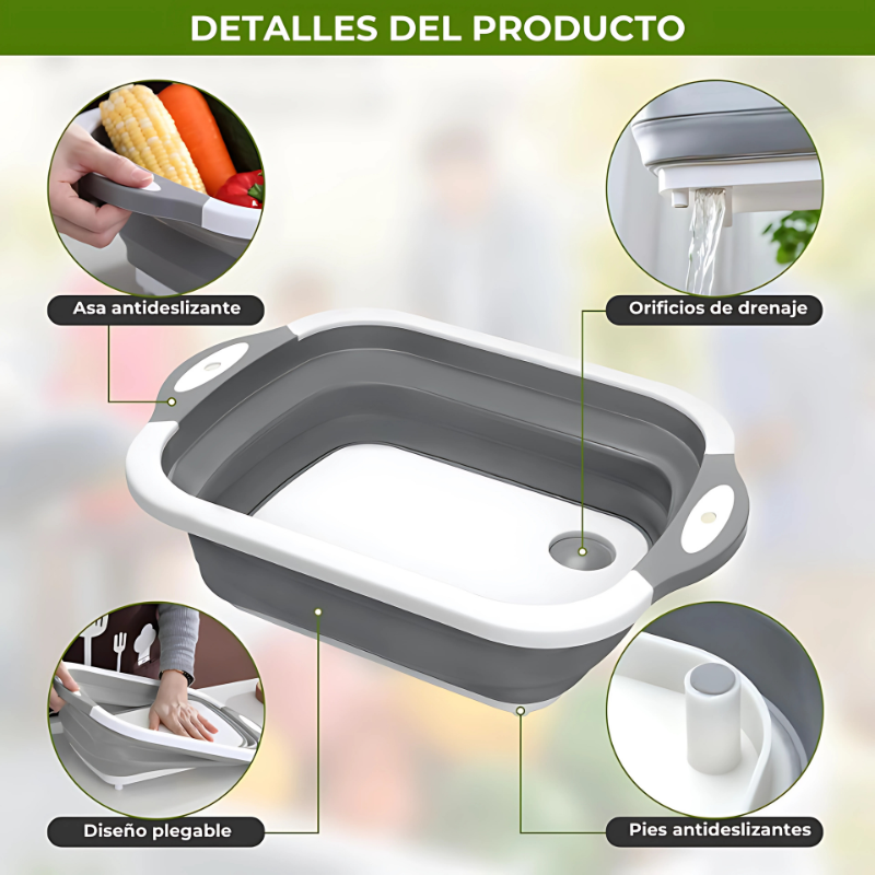 TriCut® — Tabla Multifuncional 3 en 1 Plegable para Cocina  - La Solución Completa para Cortar🔪 Lavar💧 y Guardar 🧺