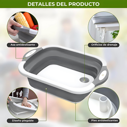 TriCut® — Tabla Multifuncional 3 en 1 Plegable para Cocina  - La Solución Completa para Cortar🔪 Lavar💧 y Guardar 🧺