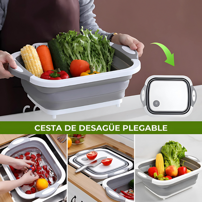 TriCut® — Tabla Multifuncional 3 en 1 Plegable para Cocina  - La Solución Completa para Cortar🔪 Lavar💧 y Guardar 🧺