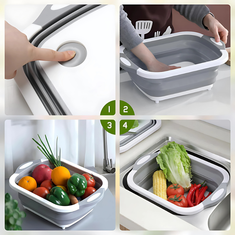 TriCut® — Tabla Multifuncional 3 en 1 Plegable para Cocina  - La Solución Completa para Cortar🔪 Lavar💧 y Guardar 🧺