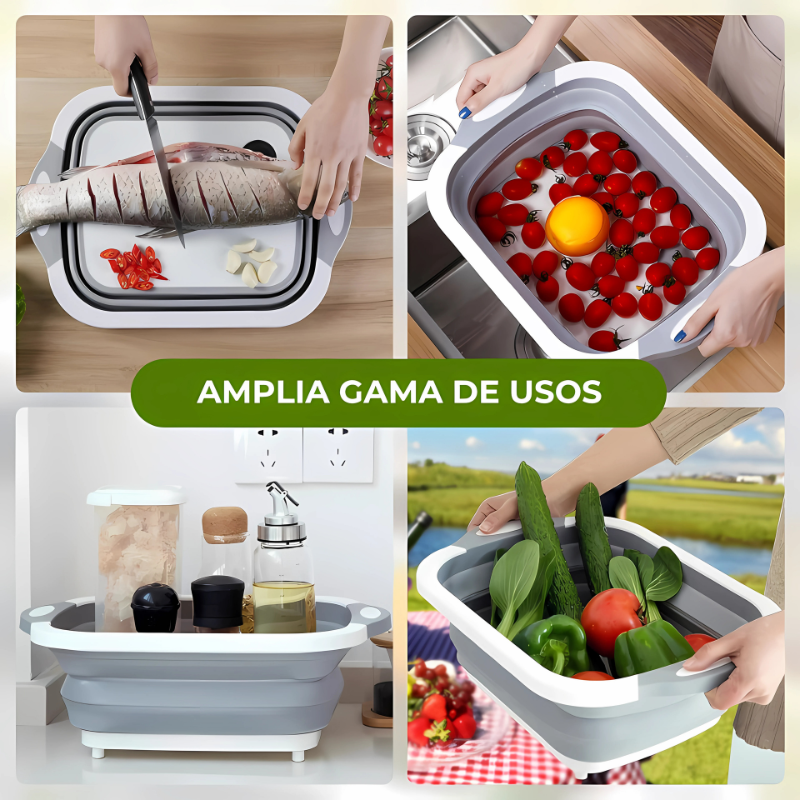 TriCut® — Tabla Multifuncional 3 en 1 Plegable para Cocina  - La Solución Completa para Cortar🔪 Lavar💧 y Guardar 🧺